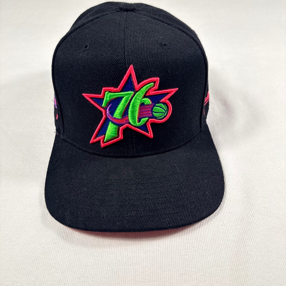 Mitchell & Ness 76ers Color Bomb Fitted Hat 7 5/8 Black 60th Anniversary HWC